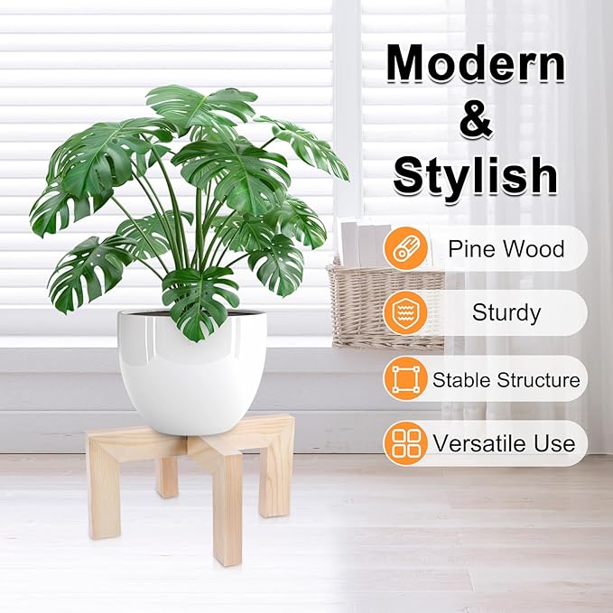 Vigordream Plant Stand, Indoor/Outdoor Wood Plant Holder, Single Flower Pot Stand, Sturdy Planter Stands, Fit 5-15 Inch Pots