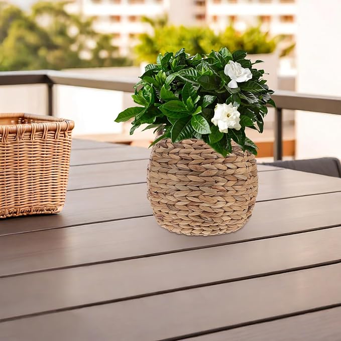 Woven Planter Basket Seagrass Basket Planters Hyacinth Woven Flower Pot Rattan Wicker Plant Pot for Office Kitchen Bathroom and Bedroom