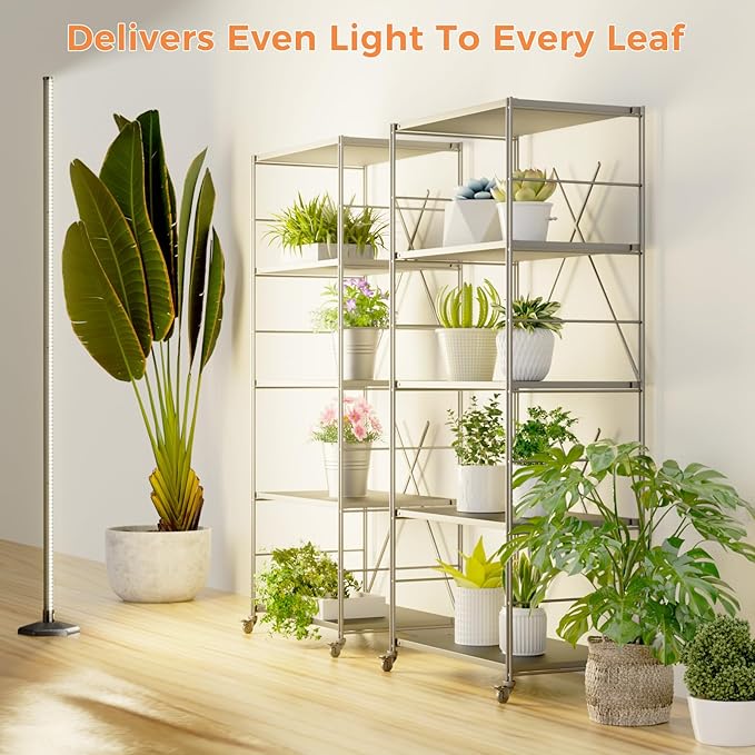 2 Pcs Grow Lights for Indoor Plants, 44W 384 Led Full Spectrum Plant Light, 5.4FT Adjustable Length Standing Grow Light with Timer/Six Leg Base for Greenhouse/Garden
