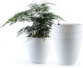 T4U 8.5 Inch Plastic Self Watering Planter with Water Level Indicator White Set of 4, Modern Decorative Planter Pot for All House Plants, Flowers, Herbs, African Violets, Succulents