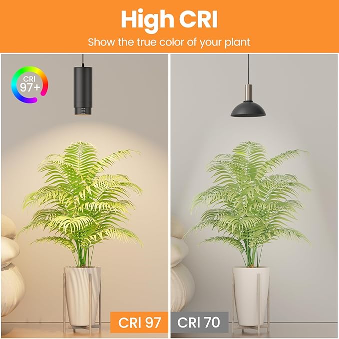 Zoomable Remote Pendant Grow Lights with Auto On/Off Timer, 2X 30W Full Spectrum LED Plant Light 2700K-6000K Dimmable Plug in Hanging Lights for Indoor Plants 20FT Power Cord, Black 2PCS