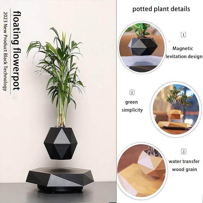 Magnetic levitation Potted Plants, Rotating Flower pots, Suitable for Home Decoration Bonsai, Creative Fashion Ornaments (Color : C)