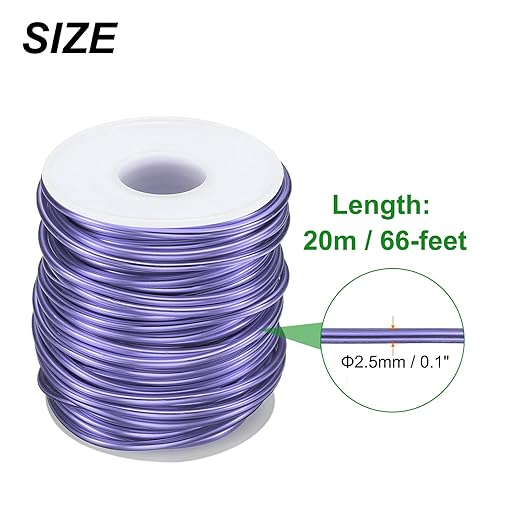 HARFINGTON Bonsai Wire Anodized Aluminum Training Wire Roll 2.5mm/10 Gauge 66ft Length Bendable Bonsai Tree Wire for Garden, Horticulture, Landscape, Planting, Purple