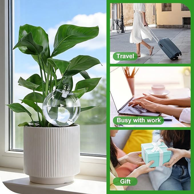 26 oz Extra Large Plant Self Watering Globes Top Fill - Upgraded Plastic Water Bulbs, Slow Release Terracotta Self Watering Planter Insert, Plant Watering Devices System, Water Spikes Stakes, 2 Pack