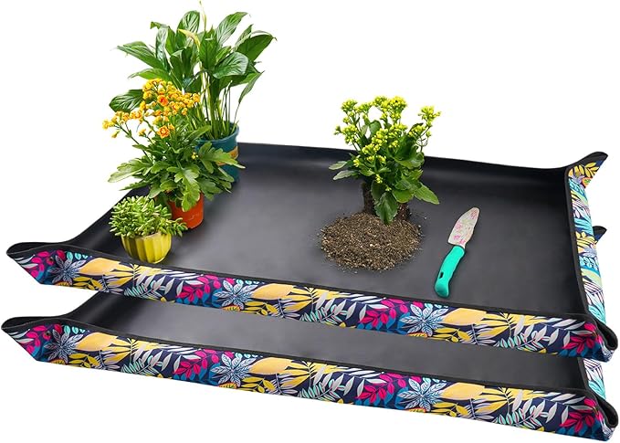 Onlysuki 2 PCS 43.5" x 29.5" Extra Large Repotting Mat for Indoor Plants Transplanting and Dirt Control Plant Gift for Plant Lovers