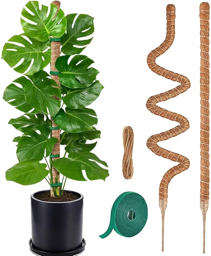 MAFONE Moss Pole Monstera Plant Support, 2 Pack 28” Bendable Moss Pole Monstera Plant Support for Climbing Plants Indoor, Handmade Coco Coir Plant Pole Sticks Support Stakes for Potted Plants
