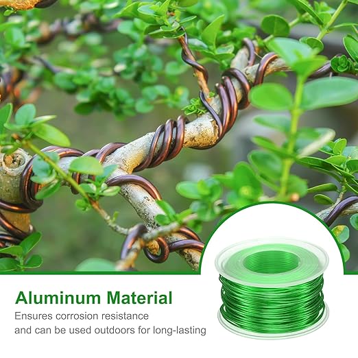 HARFINGTON Bonsai Wire Anodized Aluminum Training Wire Roll 1mm/18 Gauge 98ft Length Bendable Bonsai Tree Wire for Garden, Horticulture, Landscape, Planting, Green