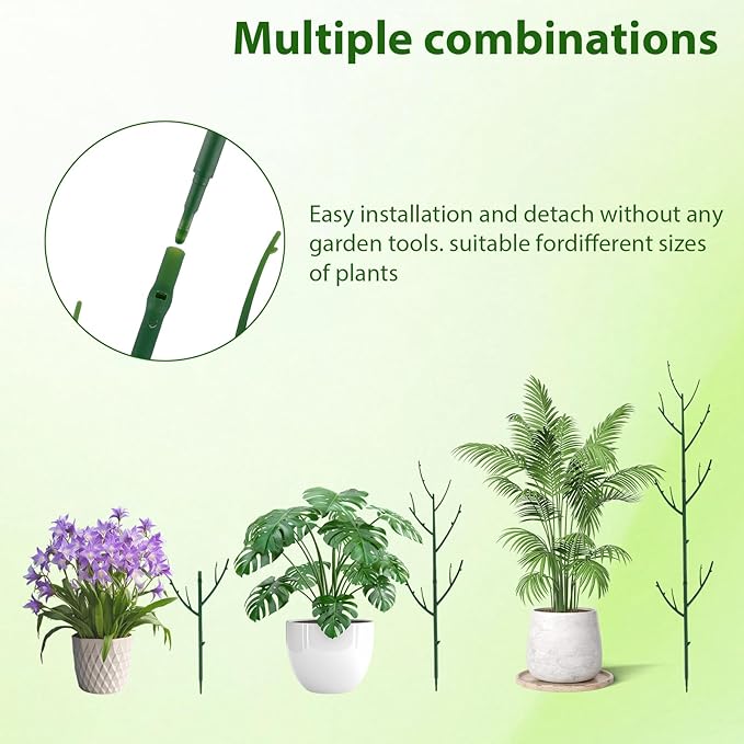 PERSZEN 15 Pack Stackable Plant Support Stakes, Garden Trellis for Climbing Plants Indoor and Outdoor Use, Plant Accessories for Potted Plants Monstera, Plant Sticks for Climbing Plant Stems