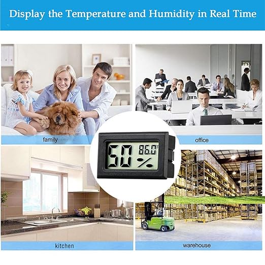 Mini Thermometer Hygrometer, Small Digital Electronic Temperature Humidity Meters Gauge Indoor LCD Display Fahrenheit for Humidors, Greenhouse, Garden, Cellar, Fridge, Mason Jar (5)