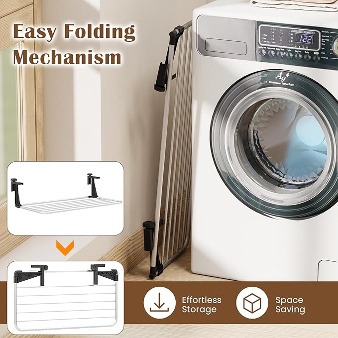 Tangkula Portable Clothes Drying Rack, Extendable Radiator Clothes Airer with Robust Aluminum Frame for Balcony Railings Windowsill, Folding Towel Rack for Indoor & Outdoor Use (Extra Large)