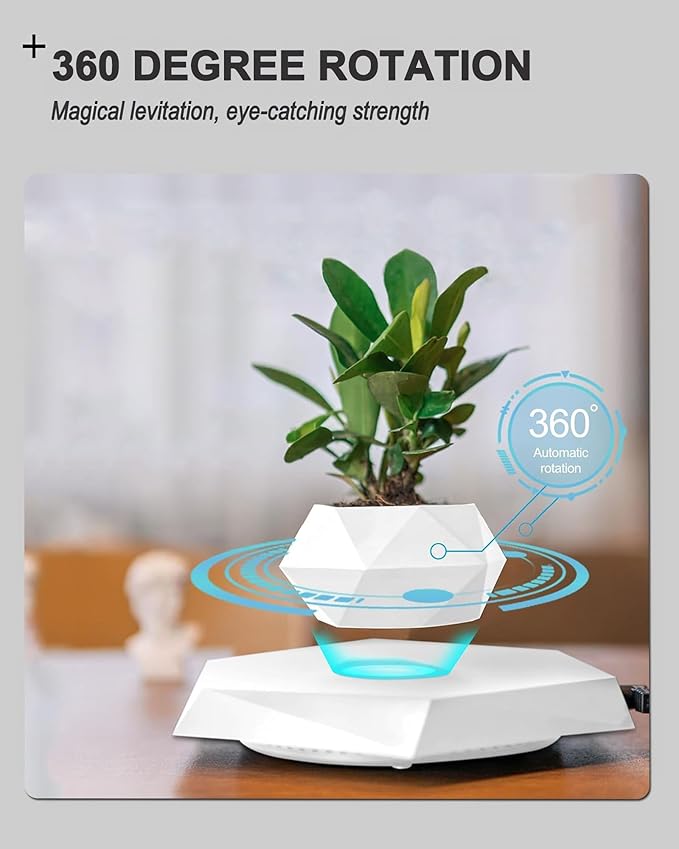 2 Pack Levitating Plant Pot, 2025 Floating Plant Pot for Air Bonsai Planter, Magnetic Levitating Flower Pot Planter for Office Home Decoration, Ideal Home Gift for Halloween Thanksgiving Christmas