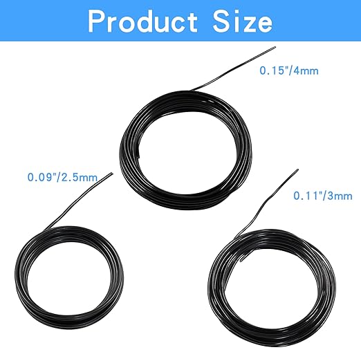 uvbws Bonsai Wire Kit 3 Size Bonsai Training Wire Aluminum Plant Training Wire(2.5mm/3mm/4mm) Black