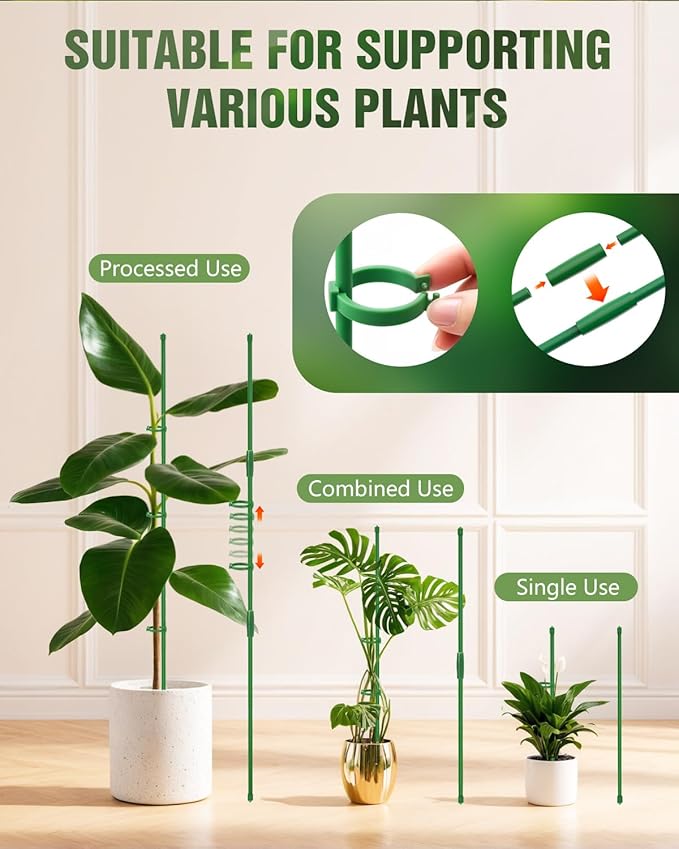 Joyhalo 20 Pack Plant Stakes for Indoor Plants, 16 Inch Garden Stakes, Adjustable Plant Support Sticks for Tall Plants As Tomatoes Beans Orchid Vegetable