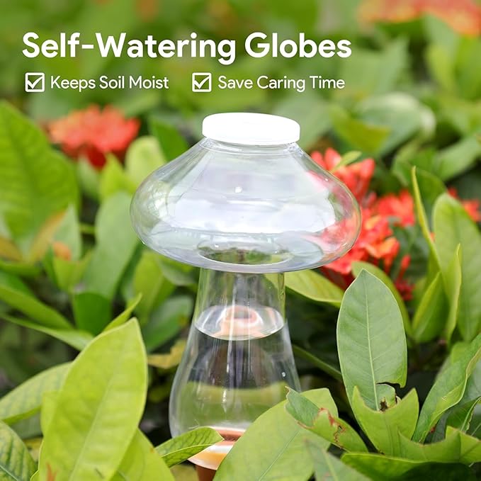 3Pcs Self Watering Globes Mushroom & Wash Bottle,Plant Watering Globes,Self Watering Planter Insert,Automatic Plant Waterer Indoor,Plant Watering Devices,Plant Water Globes,Watering Bulb