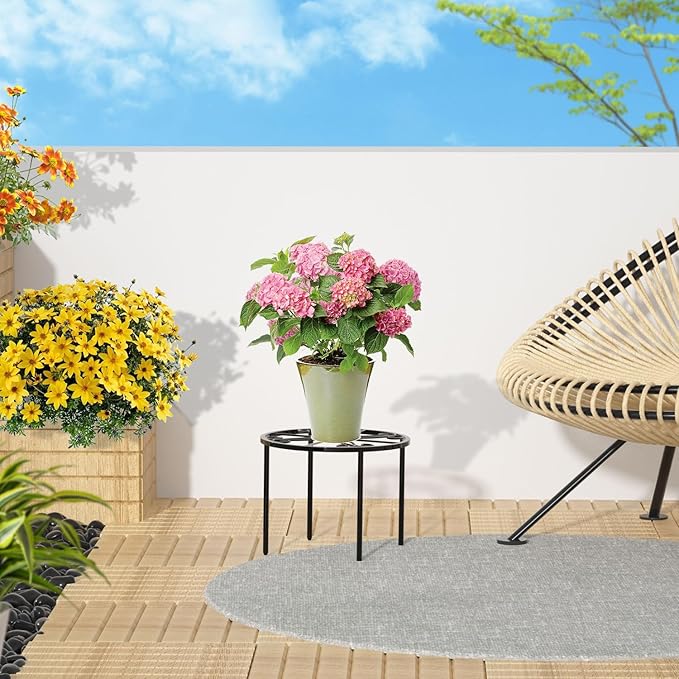 bussdis Plant Stand 1 PCS-7.9 IN Flower Pot Stand Plant Rack for Indoor and Outdoor Courtyard Gardens Black