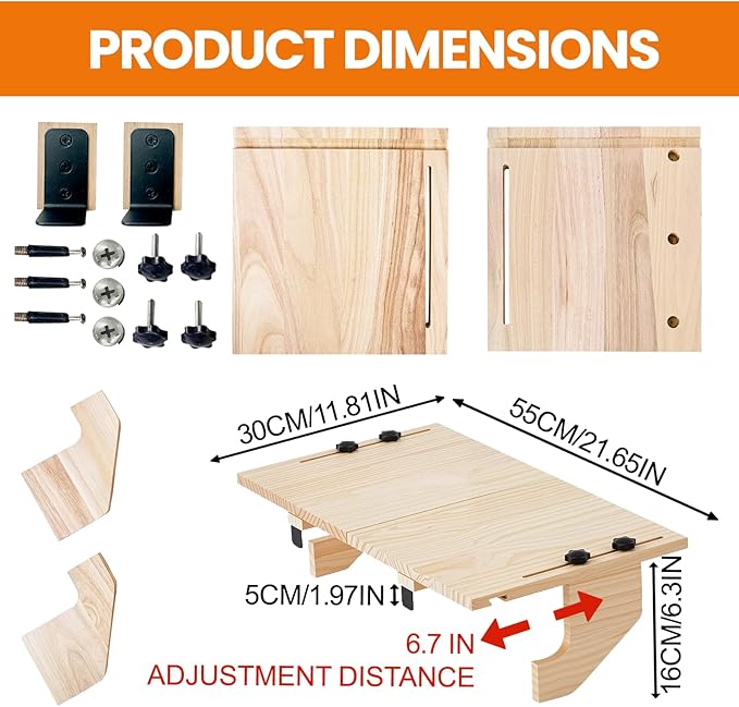 Wooden Window Plant Shelf Stands, 22" Sill Extender for Indoor Plants No Drilling, Renter Friendly Design，Easy Installation Without Damage