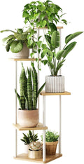 GENTINGBRO Tall Plant Stand Indoor 5 Tiered Plant Shelf for Multiple Plants Coner Shelf Stand Wood Plant Stand Metal Shelving for Living Room Bedroom Balcony Patio White