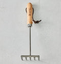 Burpee 11" Stainless Steel Tine Cultivator Durable Long Lasting Garden Tool Leather Wrist Strap Rake, 10 Year Warranty, Oak