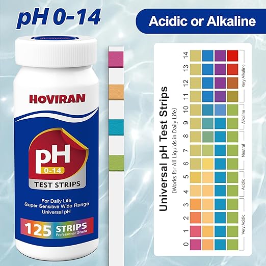 Universal pH Test Strips 0-14, Quick Reliable pH Testing Kit for Water, Soap Making & Kombucha, 125ct Litmus Paper pH Test Strips for Liquids, Drinking Water, Aquarium, Pool, Hot Tub, Spa