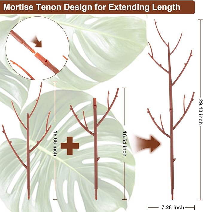 PERSZEN 6 Pack Stackable Monstera Plant Support, Plant Stakes for Indoor and Outdoor Plants Use, Garden Stakes for Climbing and Potted Plants, Pothos, Philodendron, Brown