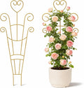 30 Inch Plant Trellis for Climbing Plants Indoor, Outdoor Metal Garden Trellis for Potted Plants, Houseplant Plant Support for Ivy Pothos Monstera Hoya Flower Vine Black Heart (Golden-2pcs)