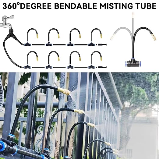 98.4Ft Drip Irrigation System, 360° Bendable Drip Irrigation Kit Automatic Irrigation System for Garden, Adjustable Garden Watering Misting System for Greenhouse, Yard, Lawn, Plant