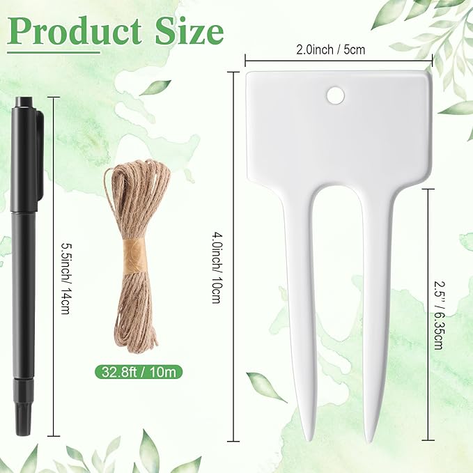 Colingmill 24 Pack Ceramic Plant Labels Garden Markers 4 Inch T-Type Plant Name Tags Herbs Succulent Name Tags for Indoor Outdoor Markers Tree Reusable Waterproof Label Stakes