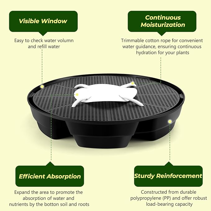 MultiOutools 4 Pack Self Watering Pot Base with 5 Gallon Fabric Grow Bag, Self Water Pots for Indoor Plants, Auto Watering Plant Saucer for Fabric Planters for Garden Outdoors