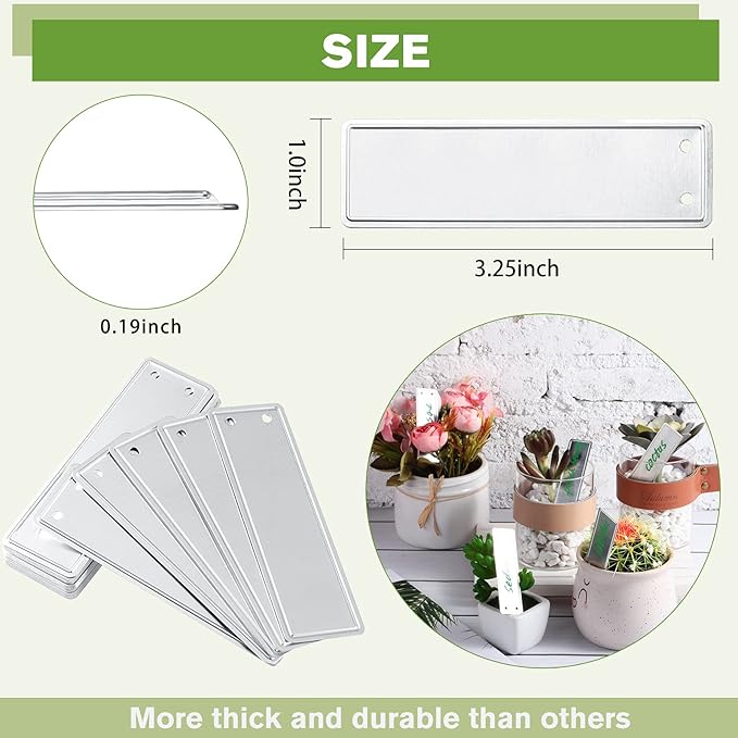 Hotop 300 Pieces Metal Plant Tags with Wires 1 x 3.25 Inches Double Sided Blank Metal Plant Labels Waterproof Aluminum Label Tag for Indoor Outdoor Gardening Nursery Supplies
