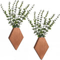 Chunful 2 Pcs Wooden Wall Planter Decor Hanging Fake Plants Greenery Flowers Holder Vase Boxes for Wall Bohemian Farmhouse Room Kitchen Office Indoor Decoration(Walnut Color,7.1 x 4.7 x 1.2 Inches)