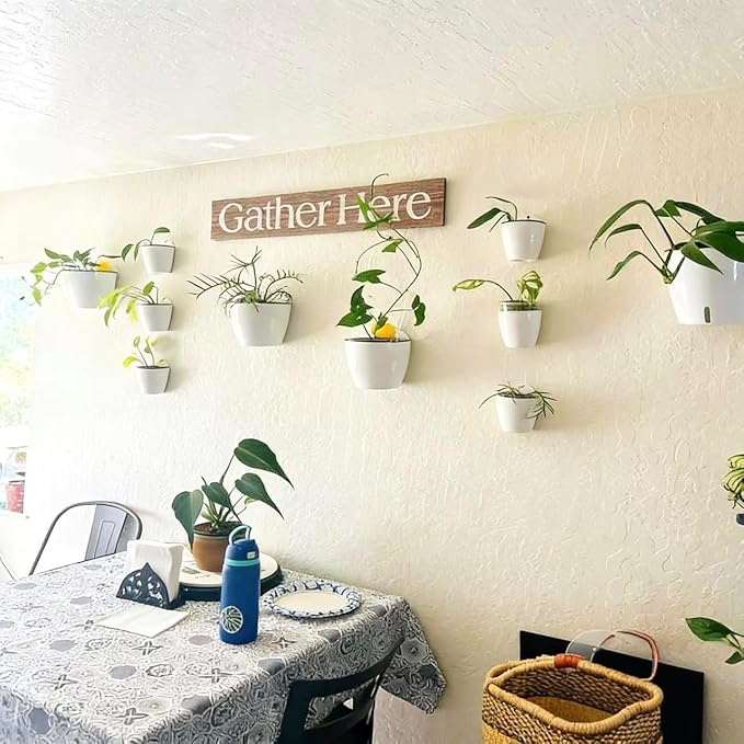4 Inch Self Watering Hanging Planters, Wall Mounted Plant Pots with Complete Accessories, Automatic Watering Flower Pots for Indoor Outdoor Garden, Succulents, Herbs, Home Décor, Set of 6