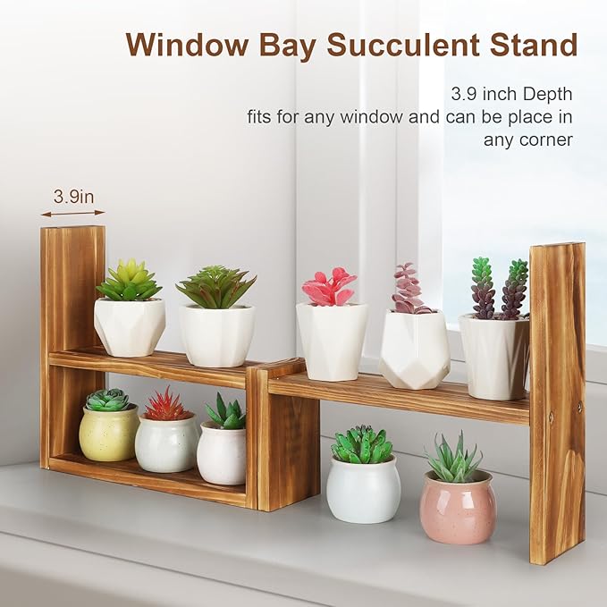 5 Tiered Small Window Plant Shelf,Wooden Desktop Plant Stand Indoor ,Table Top Plants Shelves,Window Sill Shelf for Plants Lovers,Succulent, Countertop Plant Rack Holder
