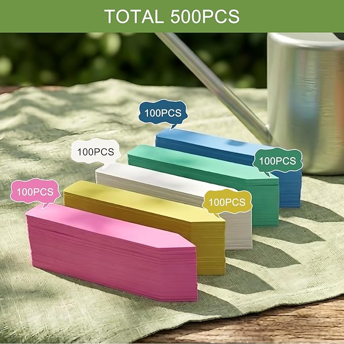 SumDirect 500PCS Plant Labels for Seedlings, 5 Colors, 6 inch Waterproof Plastic Plant Name Tags, Plant Markers for Seed Starting, Garden, Greenhouse
