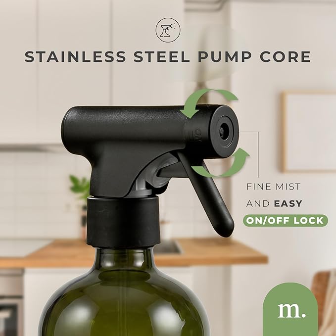 MAISONOVO Glass Spray Bottles for Plants - 16.9 fl oz Dark Green x 2 with 16 Labels