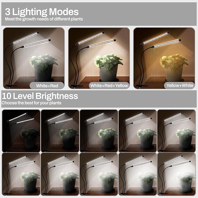 LEOTER Grow Lights for Indoor Plants - 84 LED Full Spectrum Clip Plant Growing Light (2 Heads Light)