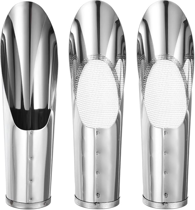 M METERXITY 1-Set Bonsai Soil Scoops, 2inch/5cm Stainless Steel Garden Soil Scoop Bucket Shovels and Soil Sifter for Transplanting/Flower Planting, Small Gardening Tool [Silver Tone]