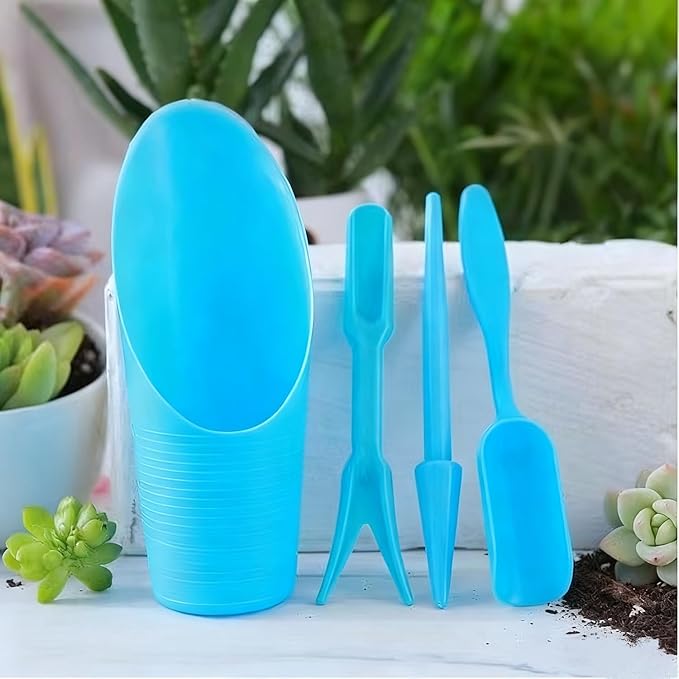 8pcs Potting Soil Scoop for Indoor Plants, Garden Tiny Plant Shovel Hand Tools Transplanting Succulent Cultivation Digging Bonsai Soil Scoops Kits,2 Sets Blue
