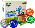 4 Pack Plant Watering Globes Indoor Colorful Hand-Blown Glass Self Watering Bulbs Decorative Design Plant Automatic Self Watering Spikes (Small Colorful)