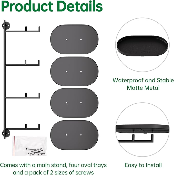 Rotating Window Shelves for Multiple Plants Indoor,4-tier Metal Corner Black Plant Stand Holder Floating Hanger Shelf for Wall，Windows Sill Gifts for Planter Lover to Enhance Home Decor