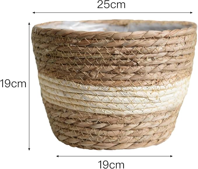 Seagrass Planter Basket Rattan Flower Basket Indoor Outdoor Flower Pots Cover Plant Pots Containers Straw Basket Rattan Vases Pots Home Decoration Flower Handmade Basket (#6)