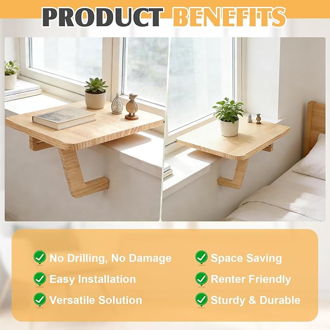 2026 Upgrade Window Plant Shelves, Adjustable No-Drill Window Shelf for Plants, Window Sill Extender for Plants, Heavy-Duty Window Table for Indoor Window Gardens, Renter Friendly Window Shelf