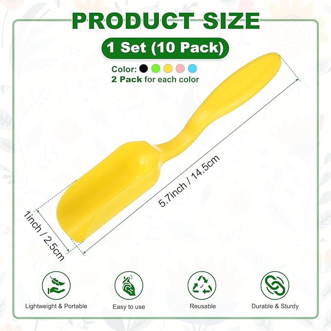 M METERXITY 10-Pack Mini Gardening Shovel Spoons, Plastic Garden Soil Scoops for Cultivation Digging Transplanting/Flower Planting/Plant Succulent, Colorful Small Gardening Tools [Multicolor]