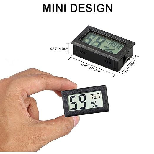 Mini Thermometer Hygrometer, Small Digital Electronic Temperature Humidity Meters Gauge Indoor LCD Display Fahrenheit for Humidors, Greenhouse, Garden, Cellar, Fridge, Mason Jar (5)