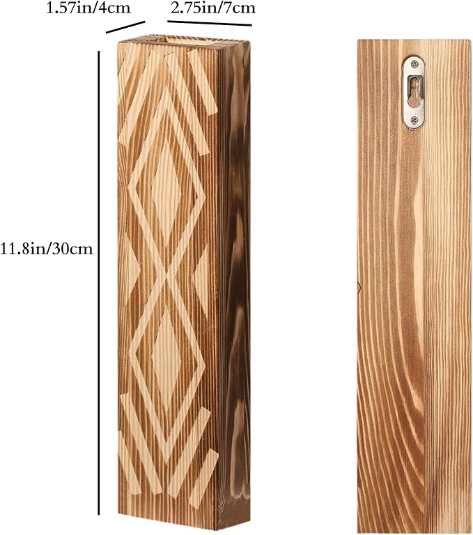 3 Pack Boho Wood Wall Planters for Indoor Plants- Geometric Hanging Vases, Modern Farmhouse Wall Decor Holders for Entryway, Bathroom & Living Spaces, Plants Excluded (Log Color-a)