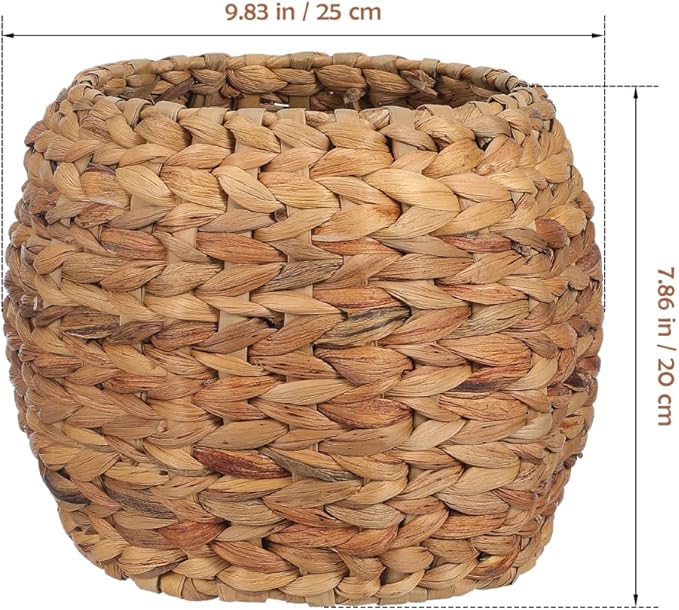 Cabilock Handwoven Hyacinth Planter Basket, Natural Woven Rattan Storage Basket for Small Plants, Eco-Friendly Indoor & Outdoor Decorative Pot Cover for Farmhouse, Boho Home Decor