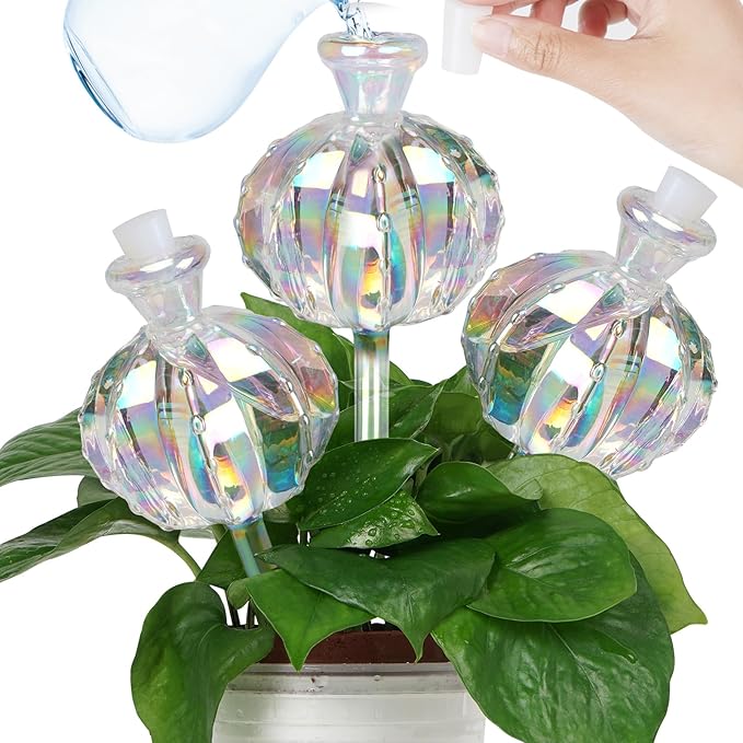 KGCCIZI Self Watering Planter Insert. Plant Watering Devices. Plant Watering Bulbs. 3-PCS Plant Watering Globes. Rainbow Colors Cactus Shape Self Watering Globes Large. Plant Lover Gifts