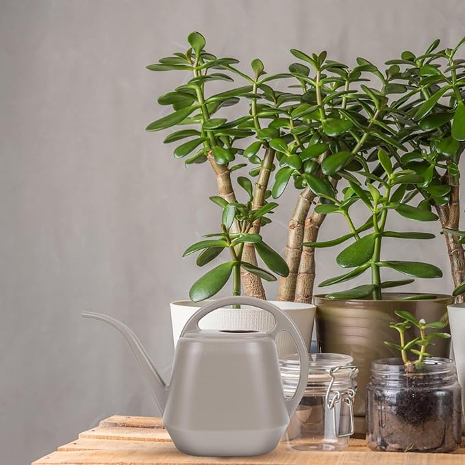 Toyvian 4l Long Spout Watering Can for Indoor Garden and Outdoor Plants Thickened Plastic Watering Pot in Coffee Color Large Capacity for Flowers and Succulents