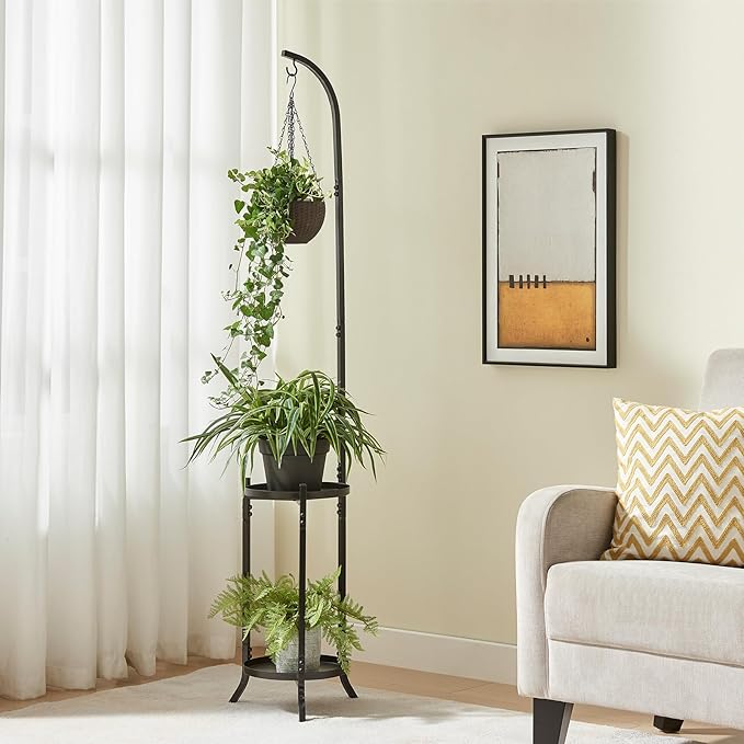 3 Tier Metal Plant Stands, Metal Corner Tall Plant Stands for Multiple Plants, Modern Flower Pot Holder Shelf Display Rack for Patio Garden Balcony Living Room