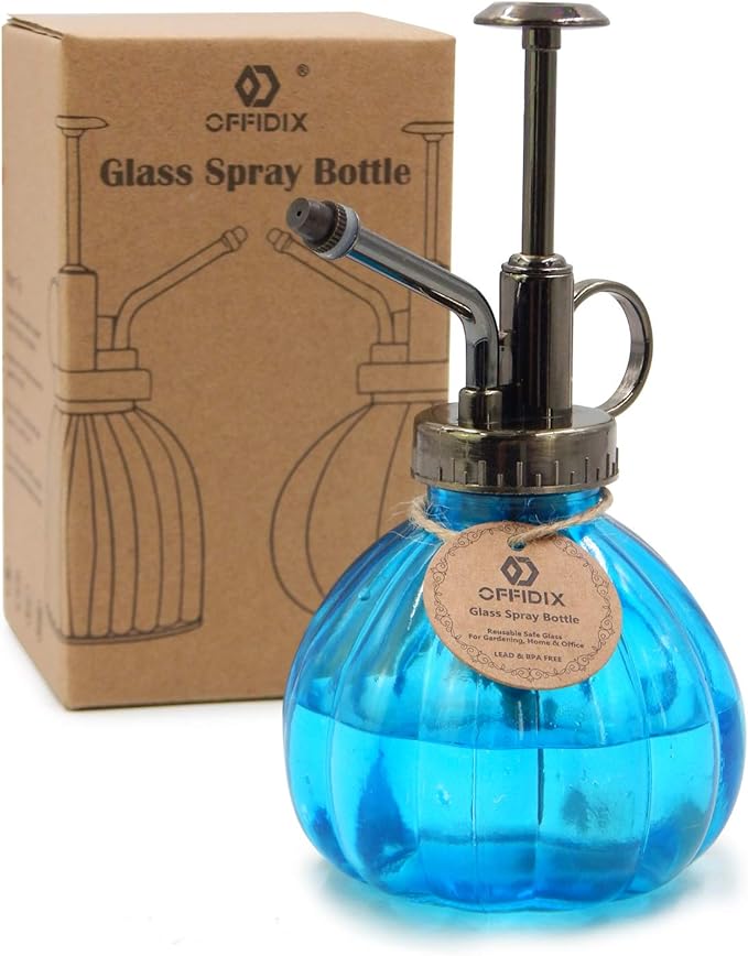 OFFIDIX Glass Plant Mister Watering Spray Bottle(Light Blue),Sprayers Watering Nozzles Replacement for Plant Mister Spray Bottle