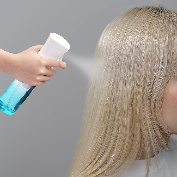 (2 Packs) Hair Spray Bottles, Continuous Water Mister Spray Bottle Empty for Hairstyling, Skin Care, Cleaning and Plant Spraying, 300ml/ 10 Oz (RED+BLUE)